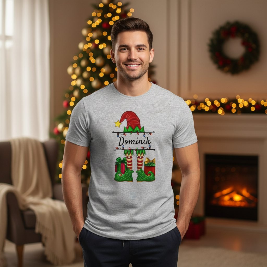 Lifestyle-Mockup personalisiertes Elf T-Shirt