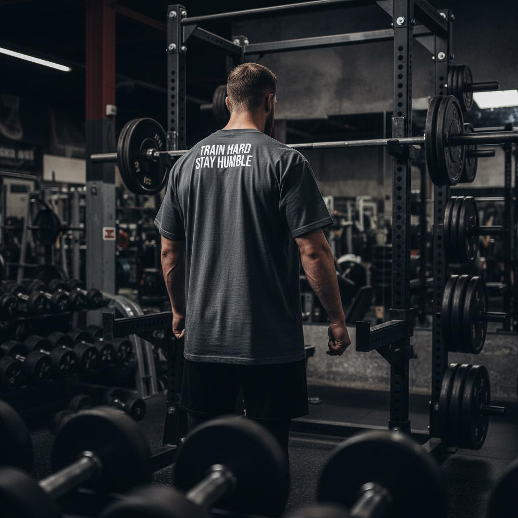 Train Hard Stay Humble Gym Back View