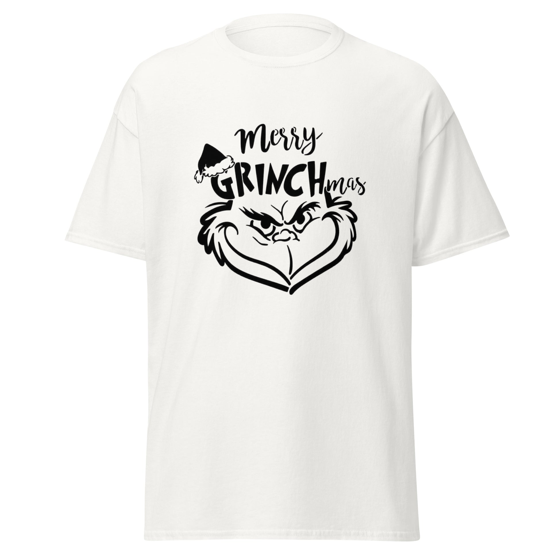 Grinch T-Shirt in White - Merry Grinchmas Gesicht Design Vorderansicht