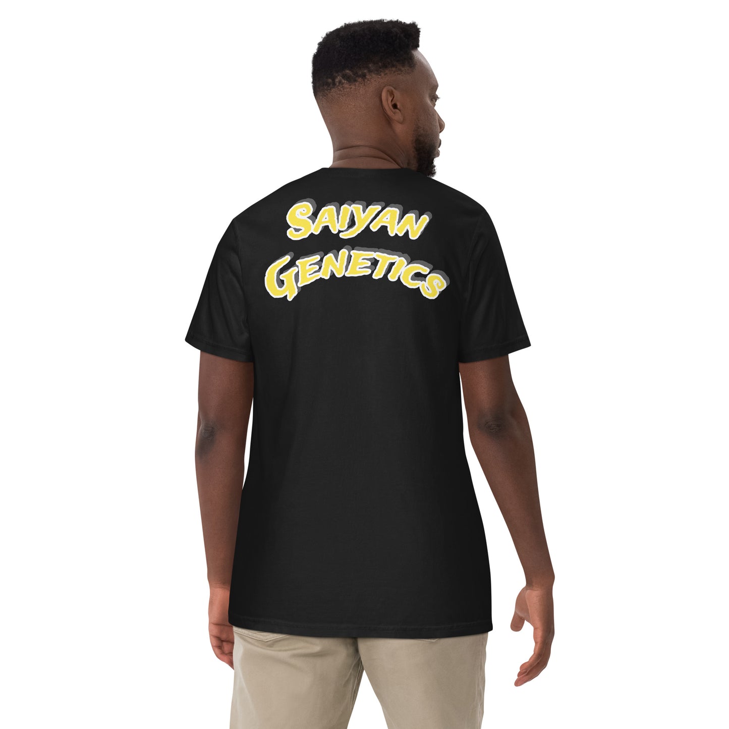 Premium T-Shirt Herren Heavyweight Schwarz - Vorderansicht - Saiyan Genetics