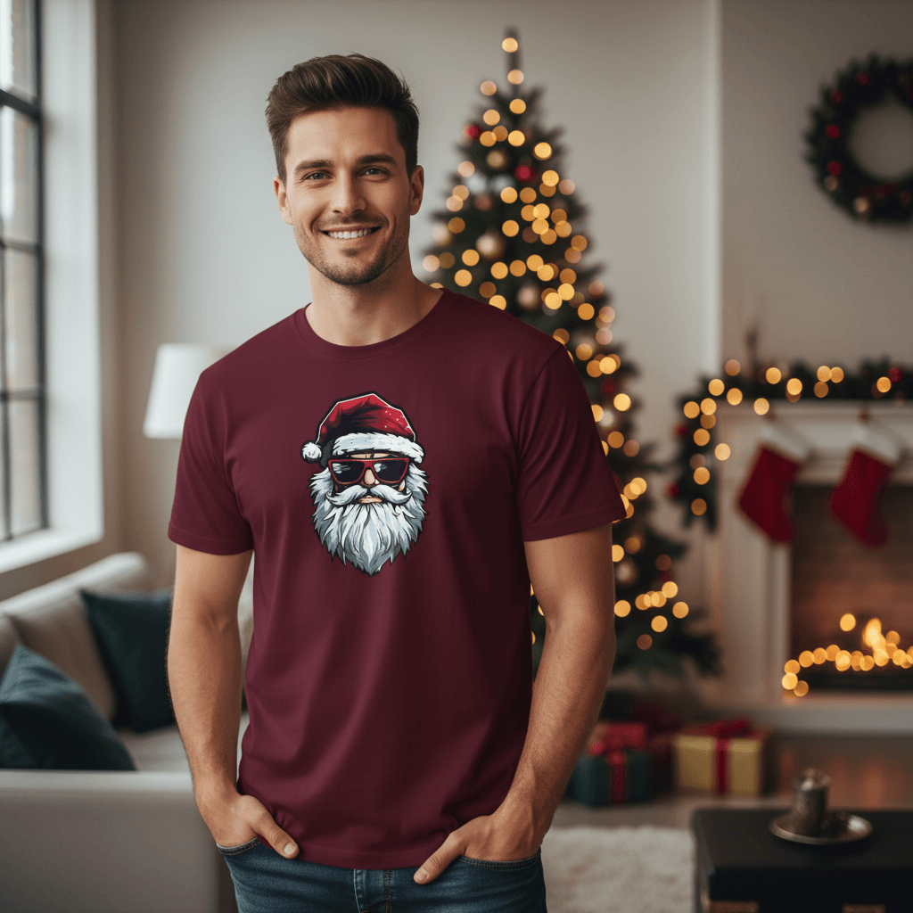 Weihnachtsmann T-Shirt Lifestyle Mockup mit Mann